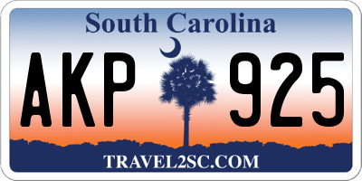 SC license plate AKP925