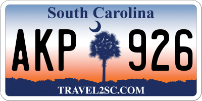 SC license plate AKP926