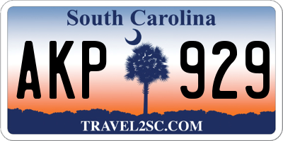 SC license plate AKP929