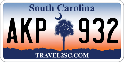 SC license plate AKP932