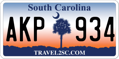 SC license plate AKP934