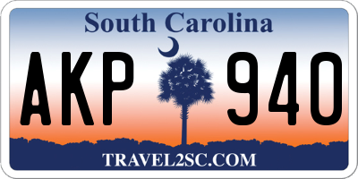 SC license plate AKP940