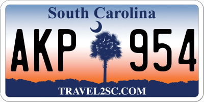 SC license plate AKP954