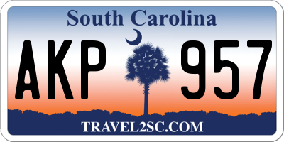 SC license plate AKP957