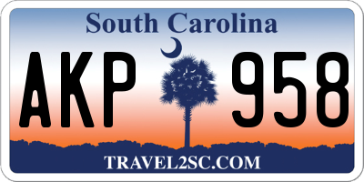 SC license plate AKP958