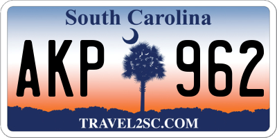 SC license plate AKP962