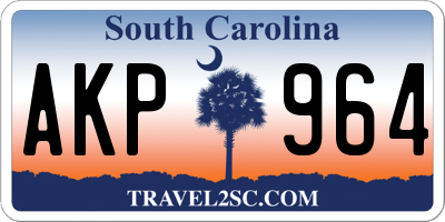 SC license plate AKP964
