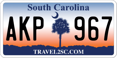 SC license plate AKP967