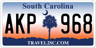 SC license plate AKP968