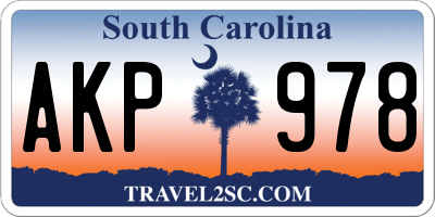 SC license plate AKP978