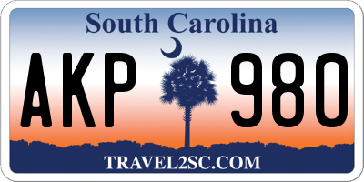 SC license plate AKP980