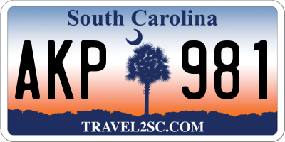 SC license plate AKP981