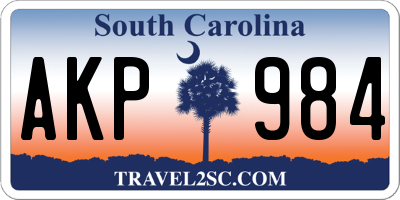 SC license plate AKP984