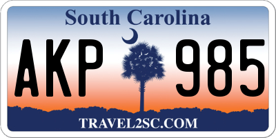 SC license plate AKP985