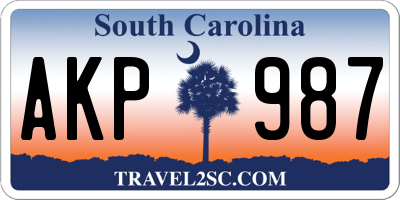 SC license plate AKP987