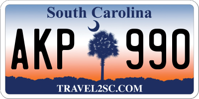 SC license plate AKP990