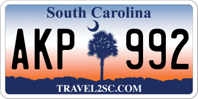 SC license plate AKP992