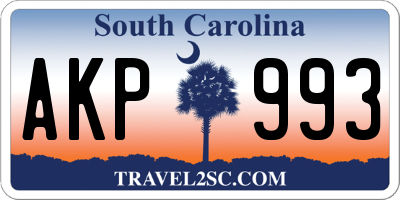 SC license plate AKP993