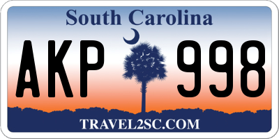 SC license plate AKP998