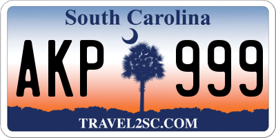 SC license plate AKP999