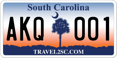SC license plate AKQ001