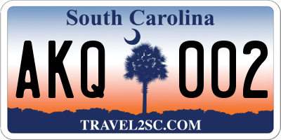SC license plate AKQ002