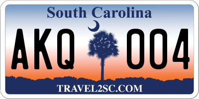 SC license plate AKQ004