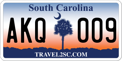 SC license plate AKQ009