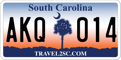 SC license plate AKQ014