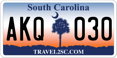 SC license plate AKQ030