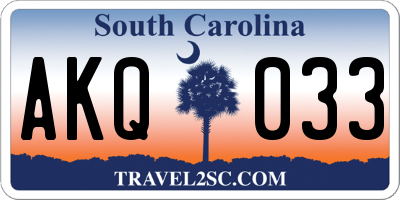 SC license plate AKQ033