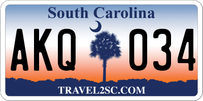 SC license plate AKQ034
