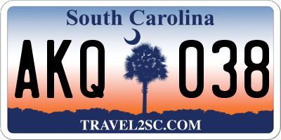 SC license plate AKQ038