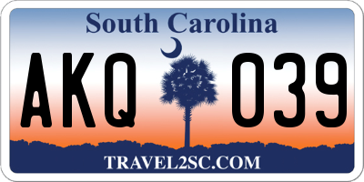 SC license plate AKQ039