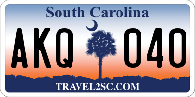 SC license plate AKQ040