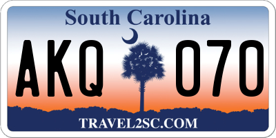 SC license plate AKQ070
