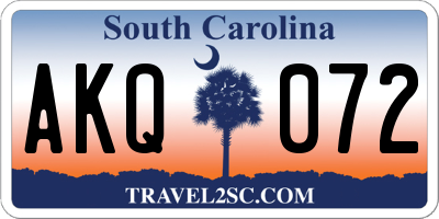 SC license plate AKQ072