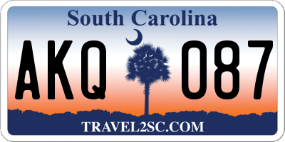SC license plate AKQ087