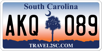 SC license plate AKQ089