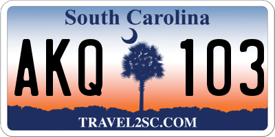 SC license plate AKQ103