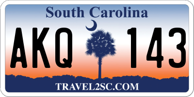 SC license plate AKQ143