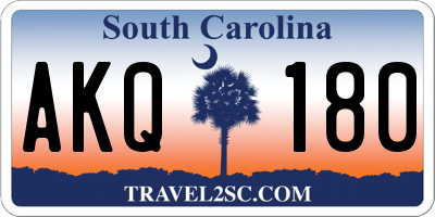 SC license plate AKQ180