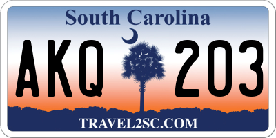 SC license plate AKQ203