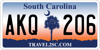 SC license plate AKQ206