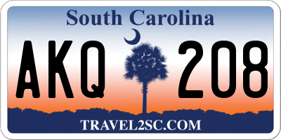 SC license plate AKQ208