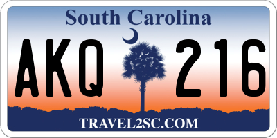 SC license plate AKQ216