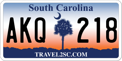 SC license plate AKQ218