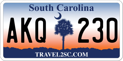 SC license plate AKQ230