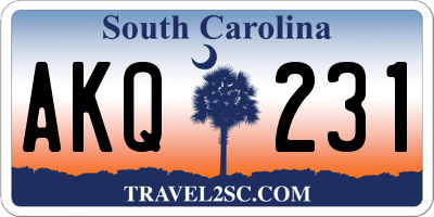 SC license plate AKQ231