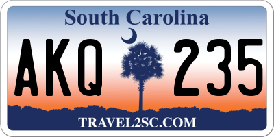 SC license plate AKQ235